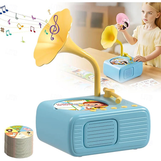 📢📢 50 % Rabatt!! 💥🎶Kinderphonograph mit 99 Karten👶Frühes Lernphonograph-Geschichtengerät - dein Kindes neuer Lieblings-Lernfreund!