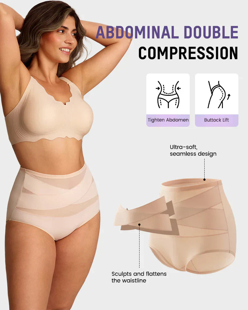 🌸Letzter Tag – 1 kaufen, 2 Packungen gratis!✨ Plus-Size High-Waist Cross Tummy Control Slips