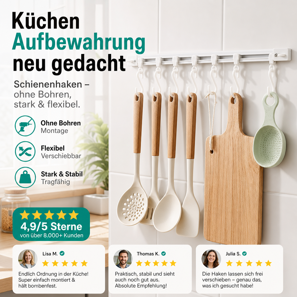 🥳2026 HEISSER VERKAUF🥳💞ÜBER 50.000 VERKAUFT!🧺🔧 50 % RABATT! Multifunktionaler Schiebehaken – Montage ohne Bohren, verstellbarer Hakenabstand. Hält Geschirr, Handtücher & Bademäntel – keine Beschädigung der Wand! 🏠✨