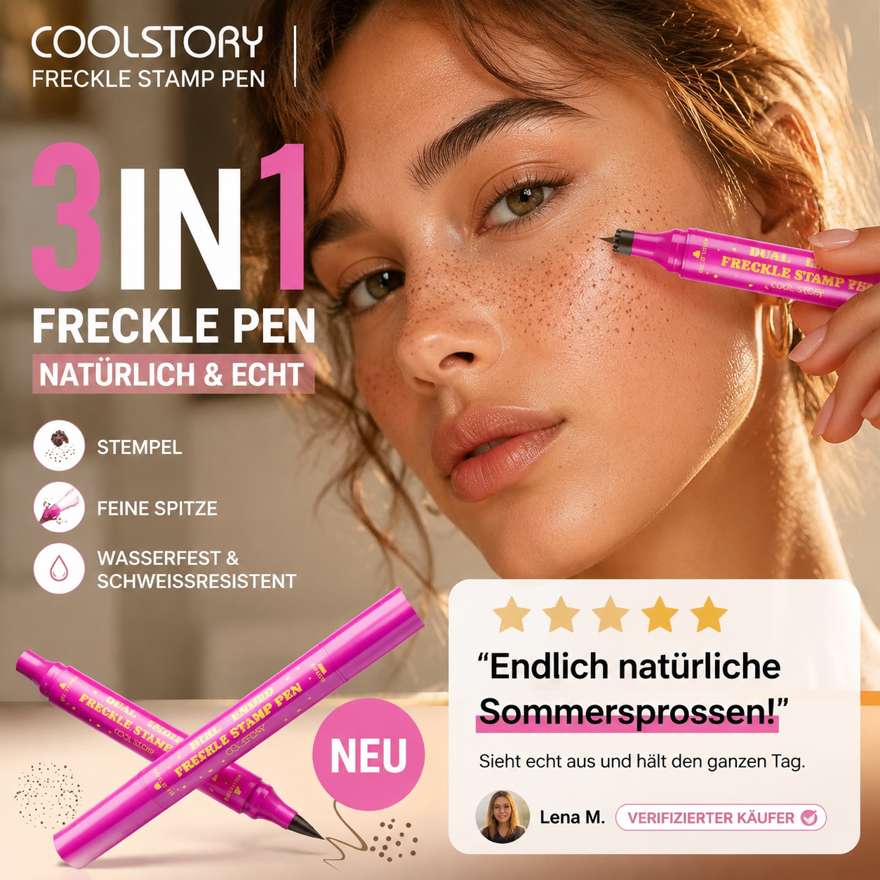 💗 LETZTER TAG – 1 KAUFEN, 1 GRATIS! 💗 Wasserfester Sommersprossen‑Stift