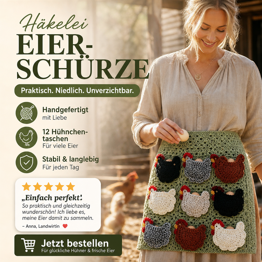 🔥 Alle 50% Rabatt + versandfrei 🐥🥚Gehäkelte Schürze zum Eiersammeln für Bauernhof & Haushalt✨