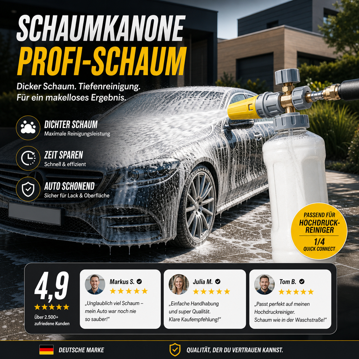 📢📢50 % Rabatt!! ⏰💦 Hochdruck-Schaumpistole für die Autowäsche - Entfernt schonend hartnäckigen Schmutz & schützt den Lack | PROFESSIONELLE AUTOWASCHE ZU HAUSE🚗
