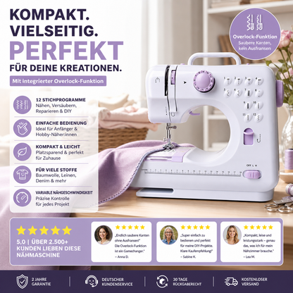 🧵 50% RABATT! 🛍️Multifunktionale Nähmaschine mit Overlock-Stich