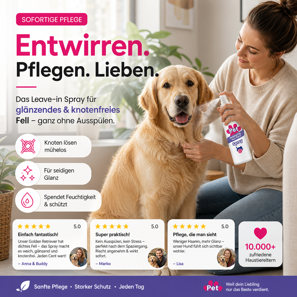 🔥🎁 2+1 GRATIS!!🥳 💞 50K+ VERKAUFT! ⚡🐾 Fellpflege‑Spray für Hunde und Katzen, pflegend, gegen verfilztes Fell, angenehmer Duft