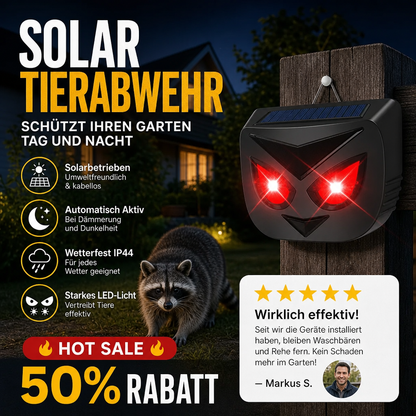 🔥 HEISSER SALE – 50 % RABATT 🔥 Solarbetriebenes Tiervertreibungsgerät mit blinkenden LED-Leuchten