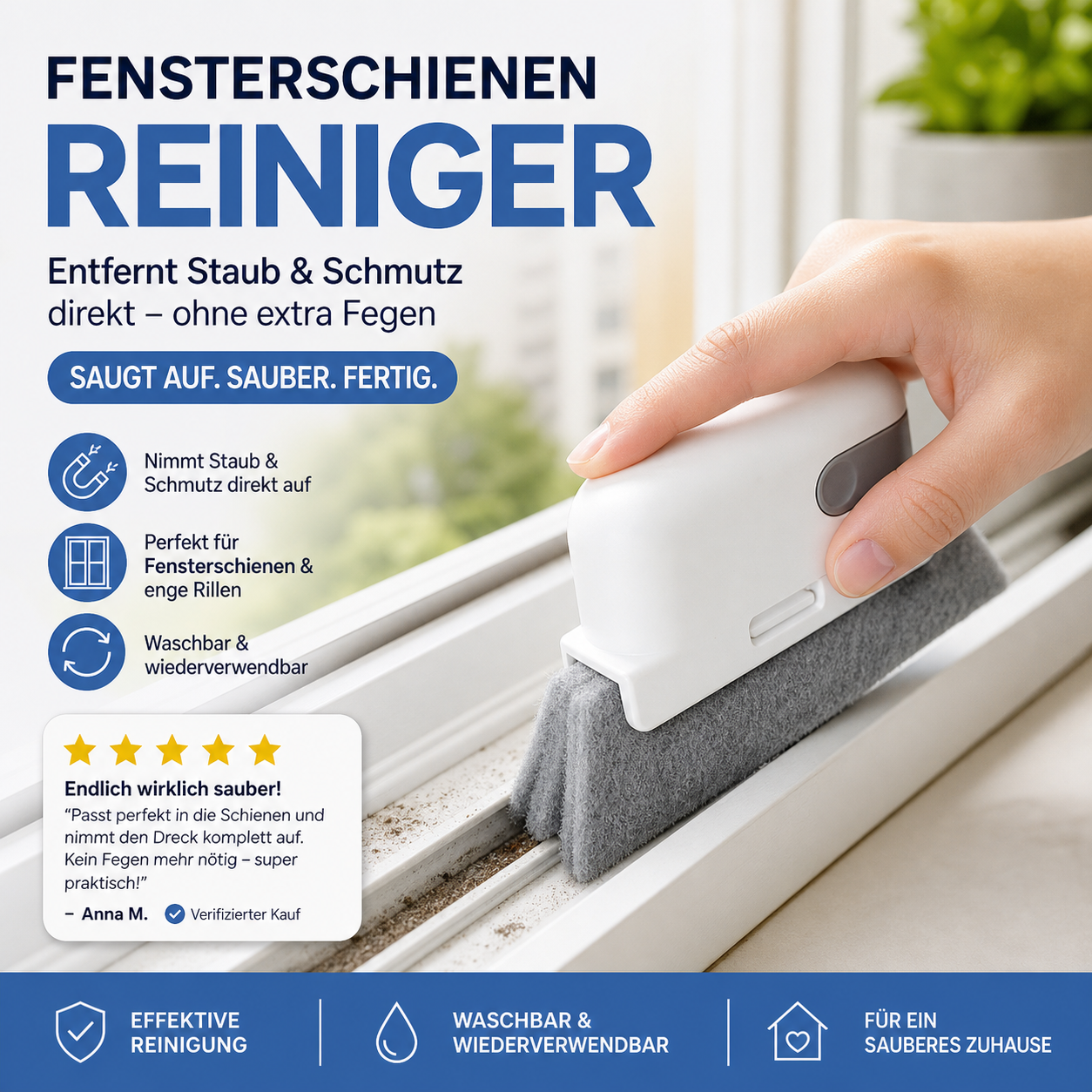⏳💥 Nur noch 3 Stunden – 3,99 €!! 🔥🏠 2-in-1 Fensterbank-Nutenbürste