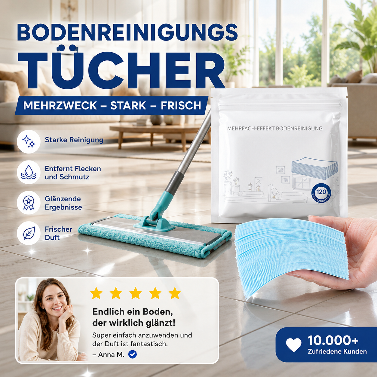 📢📢 50% RABATT!! ⏰💞 2+1 GRATIS!! 🎁💧 Wasserlösliche Bodenreinigungstücher