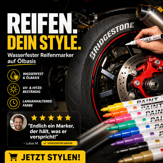 📢📢50 % Rabatt!!🥳 💞 50K+ VERKAUFT! ⚡Wasserfester Reifenmarker auf Ölbasis, 12 Farben verfügbar🖍️