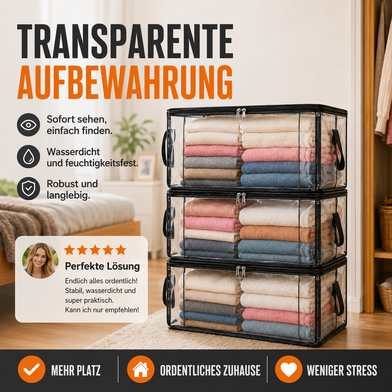 🔥Zeitlich begrenztes Angebot: 50 % Rabatt! 📦Große, strapazierfähige, dicke transparente Aufbewahrungstasche aus Kunststoff für Kleidung, Umzug und Lagerung