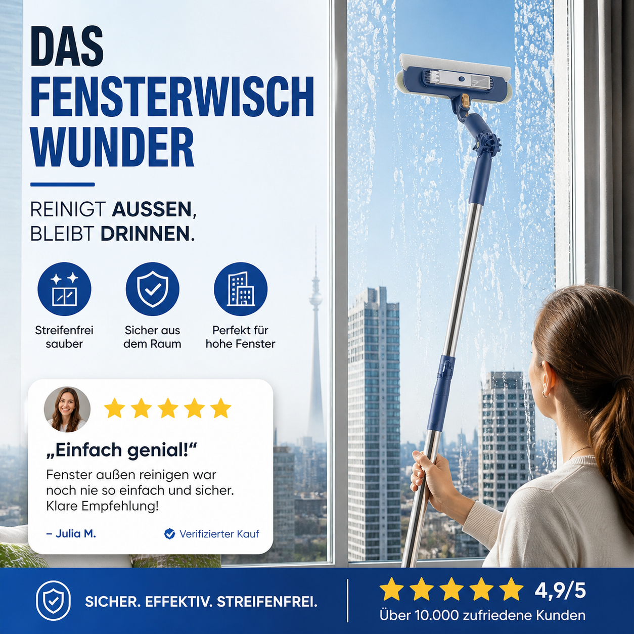 📢📢 50 % Rabatt!! ⏰🔥 Fensterreinigungsscheibenwischer für Hochhausfenste