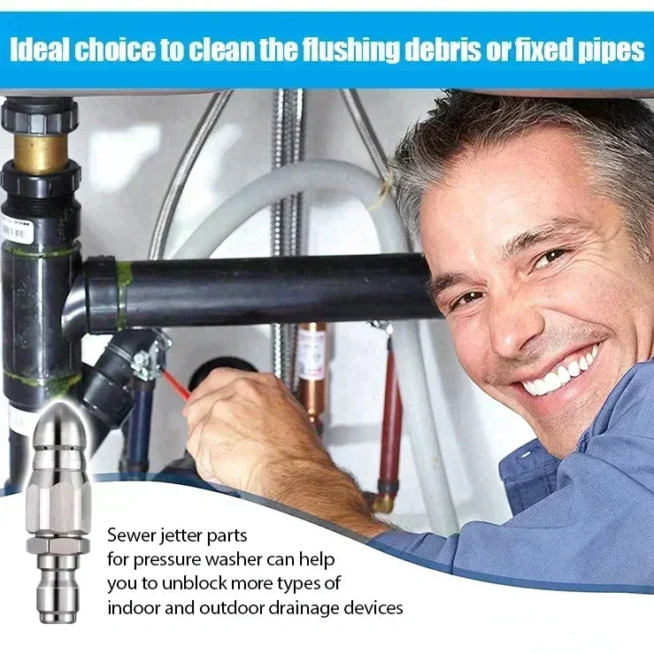 💥 2 kaufen, 1 gratis + 50 % Rabatt! 🔧 Edelstahl-Rohrreinigungsdüse (6500 PSI) – 1/4"-Schnellanschluss für Hochdruckreiniger