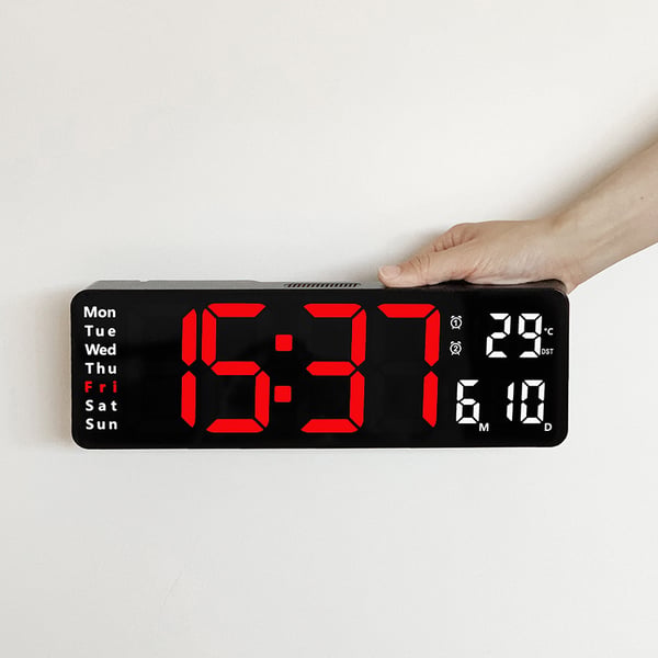 📢📢 50% RABATT !! ⏰ Große Digitaluhr 13 Zoll / 16 Zoll mit Temperaturanzeige, Datum, automatischer Sommerzeit & Nachtlicht mit automatischer Helligkeitsregelung