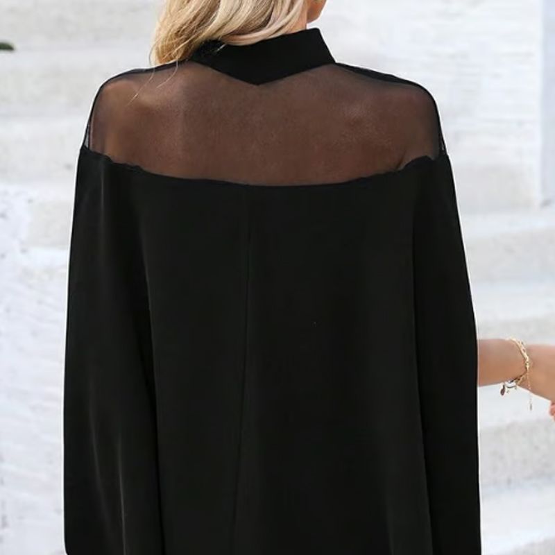 👗 LIMITED-TIME 50% RABATT! Damen Freizeit-Bluse mit hohem Kragen & Fledermausärmeln
