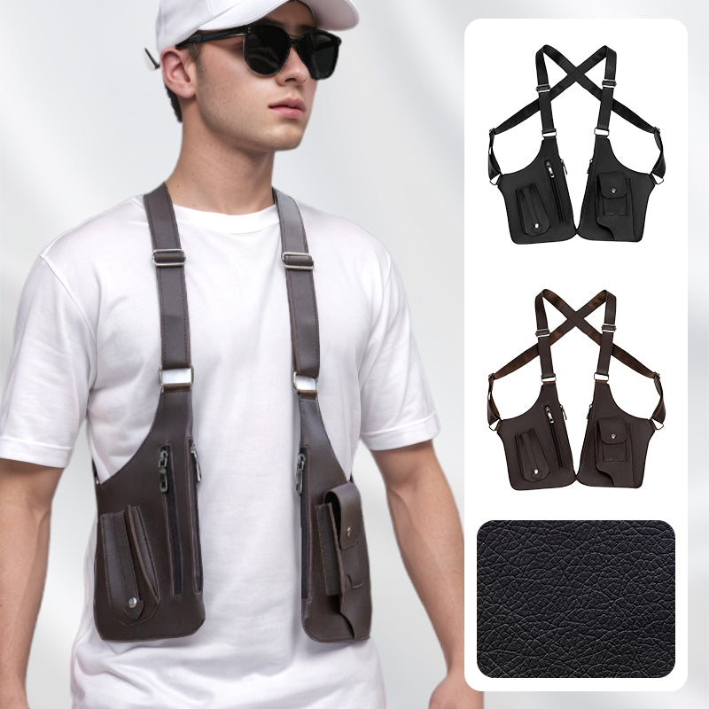 🔥Beliebter klassischer Stil🔥Anti-Diebstahl-Tasche im taktischen Stil für Herren mit doppeltem Schultergurt und mehreren Taschen