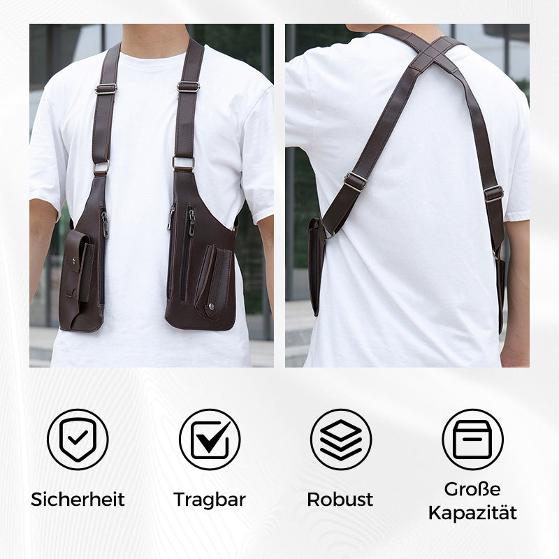 🔥Beliebter klassischer Stil🔥Anti-Diebstahl-Tasche im taktischen Stil für Herren mit doppeltem Schultergurt und mehreren Taschen