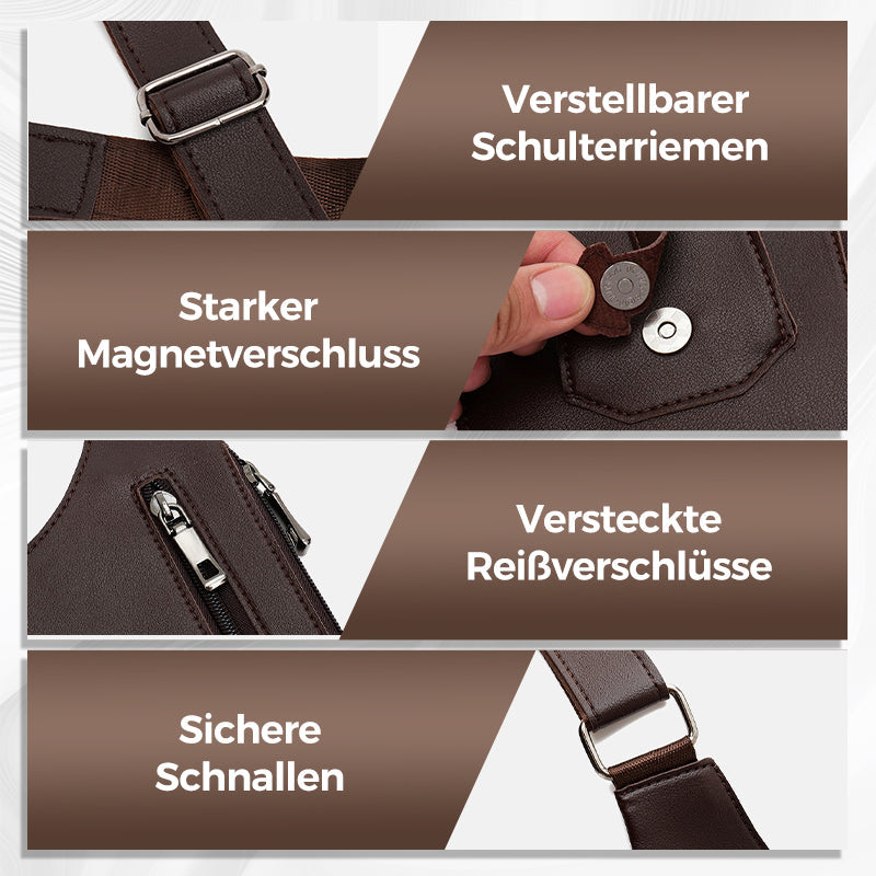 🔥Beliebter klassischer Stil🔥Anti-Diebstahl-Tasche im taktischen Stil für Herren mit doppeltem Schultergurt und mehreren Taschen
