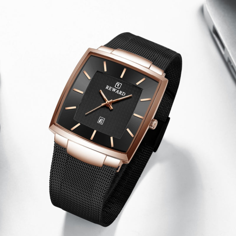 🔥 Jetzt 50 % Rabatt – Sofort zugreifen! ⏳⌚ Herren Quarzarmbanduhr mit eckigem Mesh-Armband, ultraflach ✨
