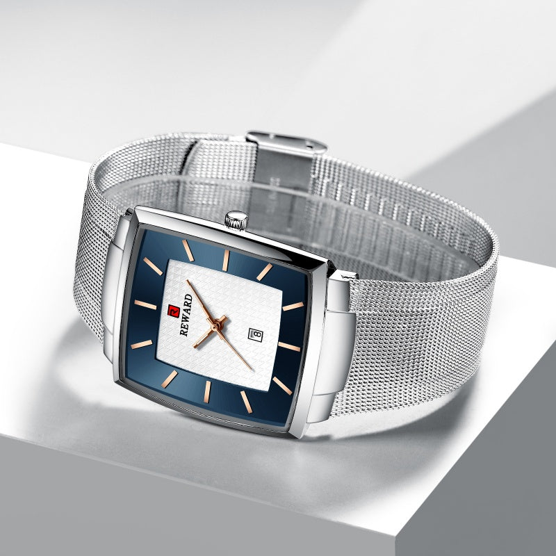 🔥 Jetzt 50 % Rabatt – Sofort zugreifen! ⏳⌚ Herren Quarzarmbanduhr mit eckigem Mesh-Armband, ultraflach ✨