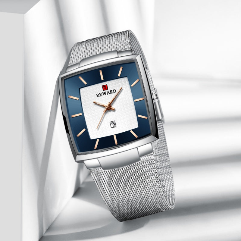 🔥 Jetzt 50 % Rabatt – Sofort zugreifen! ⏳⌚ Herren Quarzarmbanduhr mit eckigem Mesh-Armband, ultraflach ✨