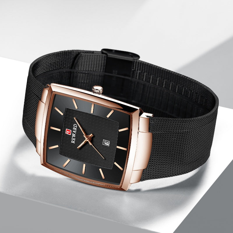 🔥 Jetzt 50 % Rabatt – Sofort zugreifen! ⏳⌚ Herren Quarzarmbanduhr mit eckigem Mesh-Armband, ultraflach ✨