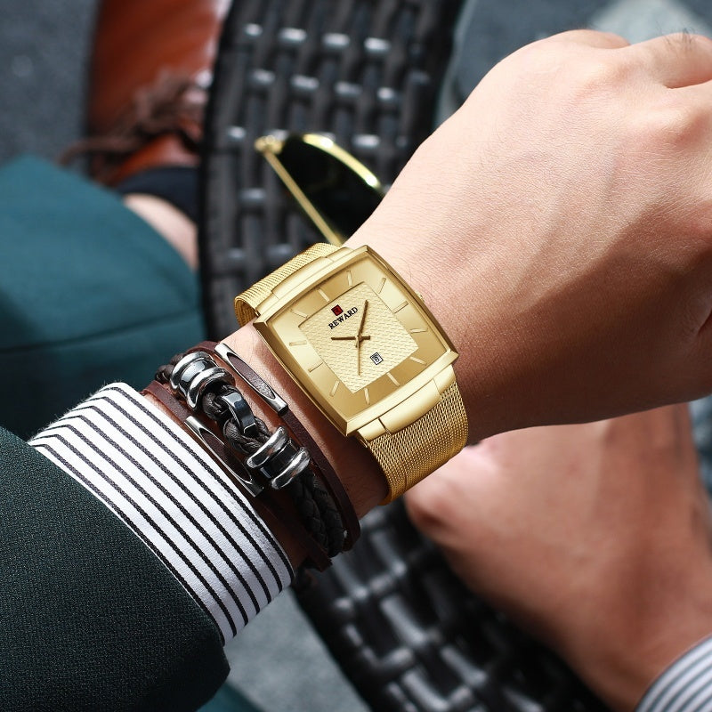 🔥 Jetzt 50 % Rabatt – Sofort zugreifen! ⏳⌚ Herren Quarzarmbanduhr mit eckigem Mesh-Armband, ultraflach ✨