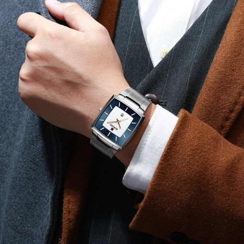 🔥 Jetzt 50 % Rabatt – Sofort zugreifen! ⏳⌚ Herren Quarzarmbanduhr mit eckigem Mesh-Armband, ultraflach ✨