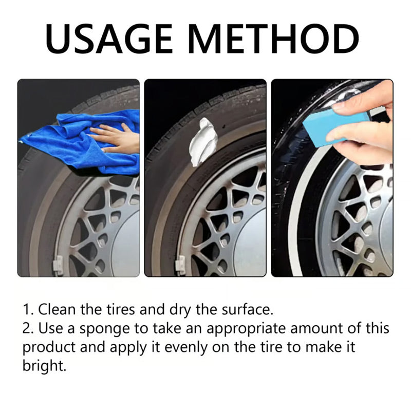 📢📢50 % Rabatt!! ⏰🚗 Vielseitige dauerhafte hydrophobe Reinigungs- und Polierpaste für Autoreifen | Abriebfest | Fleckenabweisend | Glänzender Effekt✨