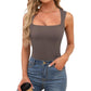 🏆✨ Neu 2026 💐 Ärmelloses, doppellagiges Tanktop für Damen mit eckigem Ausschnitt