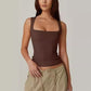 🏆✨ Neu 2026 💐 Ärmelloses, doppellagiges Tanktop für Damen mit eckigem Ausschnitt