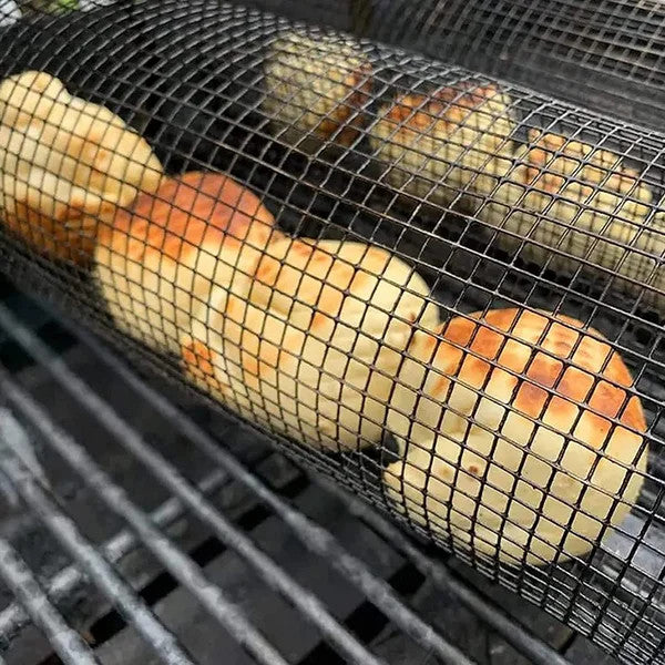 🔥360° rollbarer zylindrischer Grillkorb aus Edelstahl | praktisches BBQ‑Zubehör