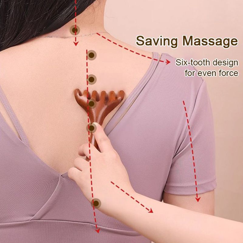 🔥 Kaufe 2, erhalte 3 gratis! 🔥💆‍♀️ Massagekamm mit sechs Zinken für die Meridiane | Löst sanft Verspannungen, beruhigt die Sinne & fördert gesundes Haarwachstum🧘✨