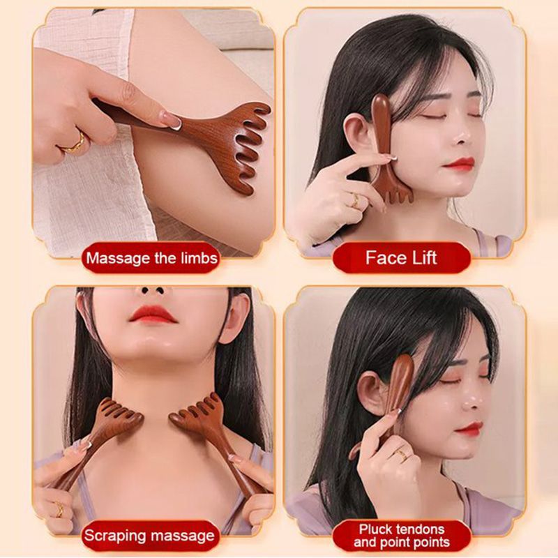 🔥 Kaufe 2, erhalte 3 gratis! 🔥💆‍♀️ Massagekamm mit sechs Zinken für die Meridiane | Löst sanft Verspannungen, beruhigt die Sinne & fördert gesundes Haarwachstum🧘✨