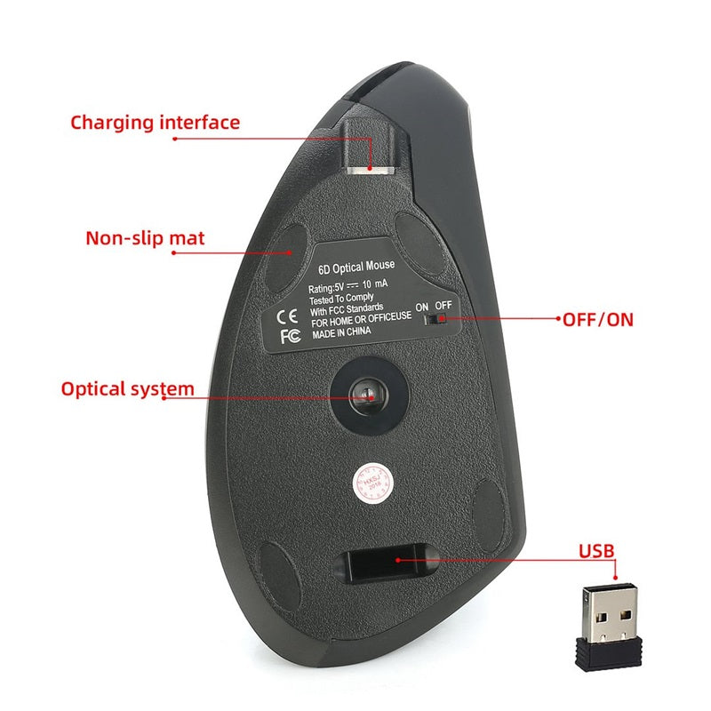 🖱️ 2 Kaufen, 1 Gratis 🎁✨Ergonomische Kabellose Vertikal-Maus mit Handgelenkschutz | ⚡USB-aufladbarer Optischer Maus
