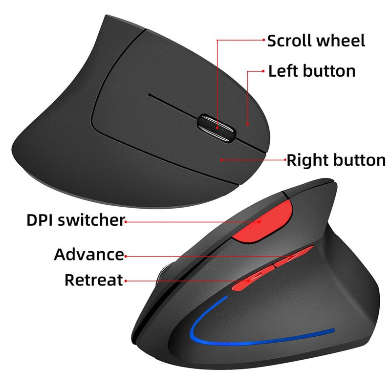 🖱️ 2 Kaufen, 1 Gratis 🎁✨Ergonomische Kabellose Vertikal-Maus mit Handgelenkschutz | ⚡USB-aufladbarer Optischer Maus