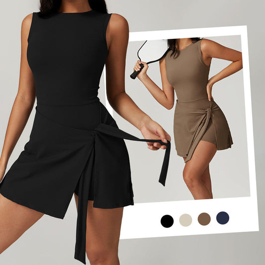 📢📢 50 % RABATT!! 🎾✨ Ärmelloser Sport-Overall mit Bindegürtel – figurformend, atmungsaktiv, bequem und betont Ihre Kurven perfekt 💃