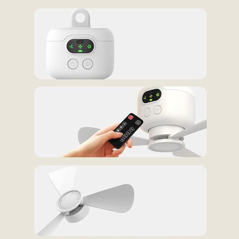 📢📢50 % RABATT!! ⏰Wiederaufladbarer Deckenventilator mit LED-Licht🌬️✨