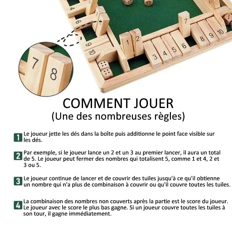 📢📢1 zum halben Preis⏰⏰ 🎲LUSTIGE FAMILIENSPIELE – Shut The Box Brettspiel