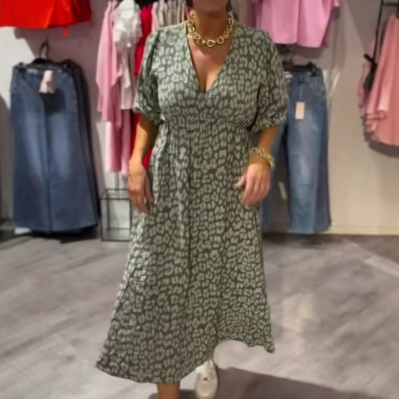 🌻Hot Verkauf 50% Rabatt🌞🌸Damenkleid mit V-Ausschnitt und Druck