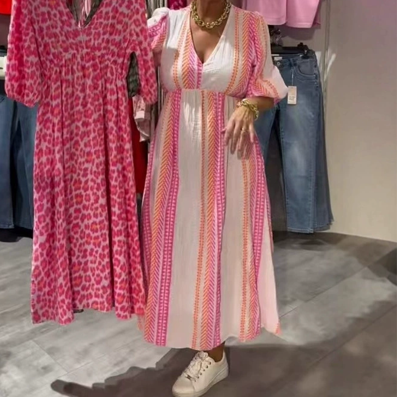 🌻Hot Verkauf 50% Rabatt🌞🌸Damenkleid mit V-Ausschnitt und Druck