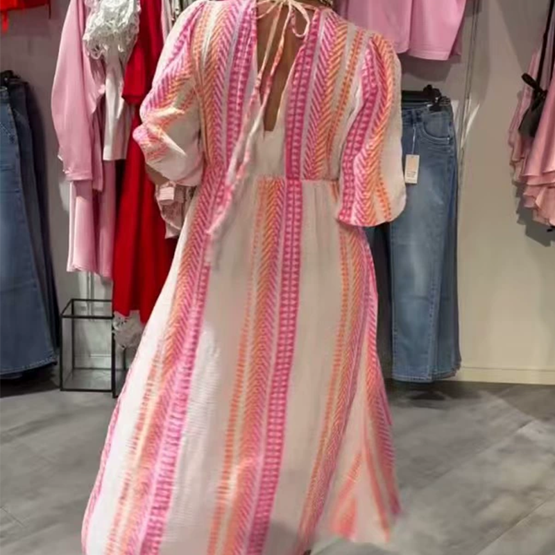 🌻Hot Verkauf 50% Rabatt🌞🌸Damenkleid mit V-Ausschnitt und Druck