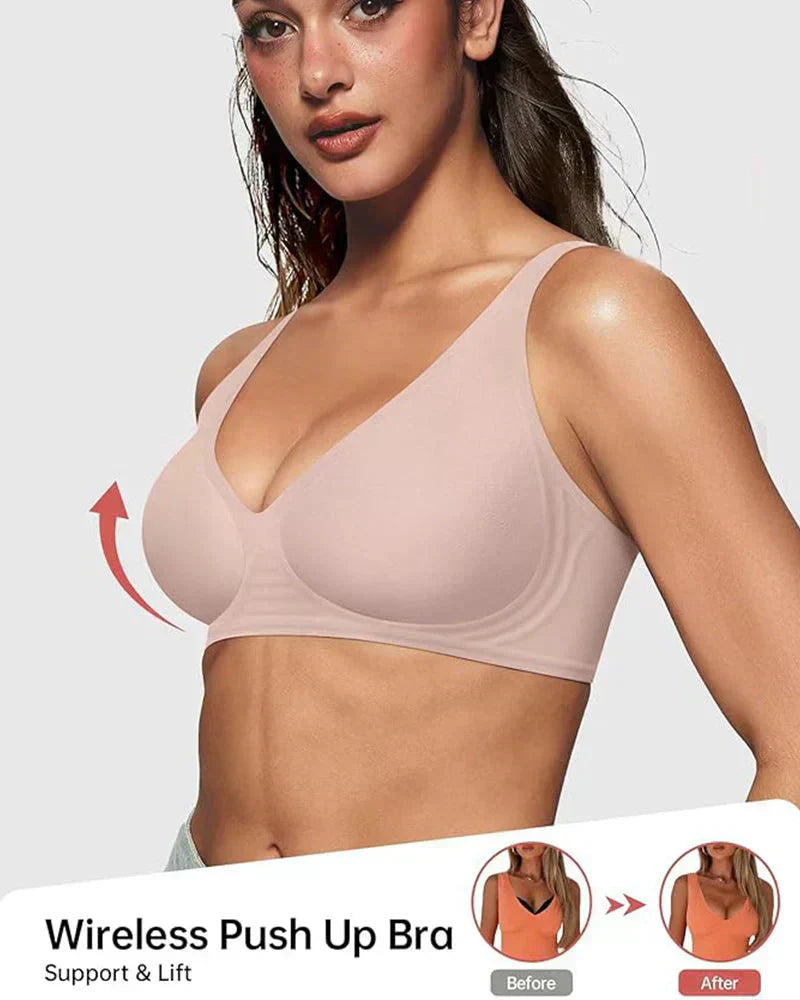 ⏳ 50% Rabatt + 🎁 2+1 GRATIS!! 💥 Nahtloser Push-up-BH mit tiefem V-Ausschnitt und ohne Bügel