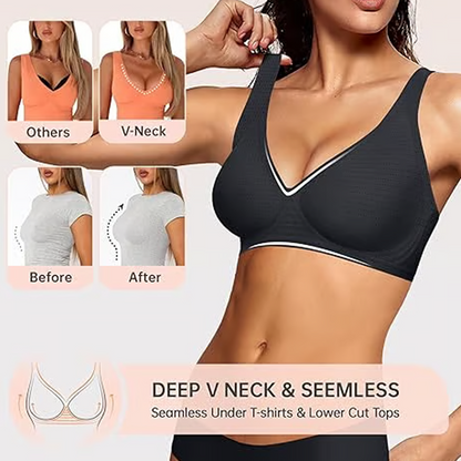 ⏳ 50% Rabatt + 🎁 2+1 GRATIS!! 💥 Nahtloser Push-up-BH mit tiefem V-Ausschnitt und ohne Bügel