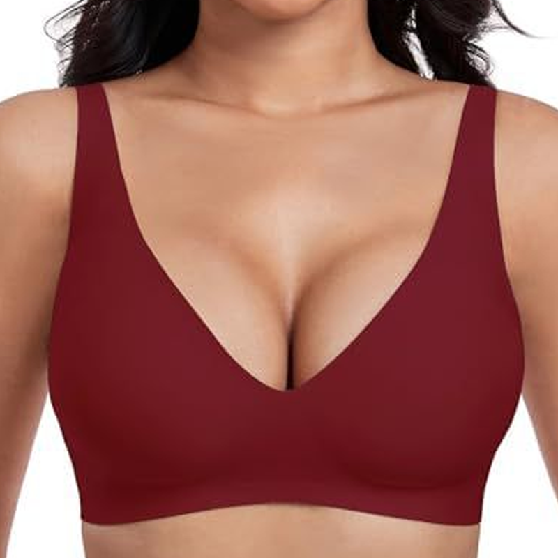 💕Jelly Wireless Damen Komfortable kabellose Push-up-BHs, nahtlose T-Shirt-BHs, BHs mit tiefem V-Ausschnitt für jeden Tag