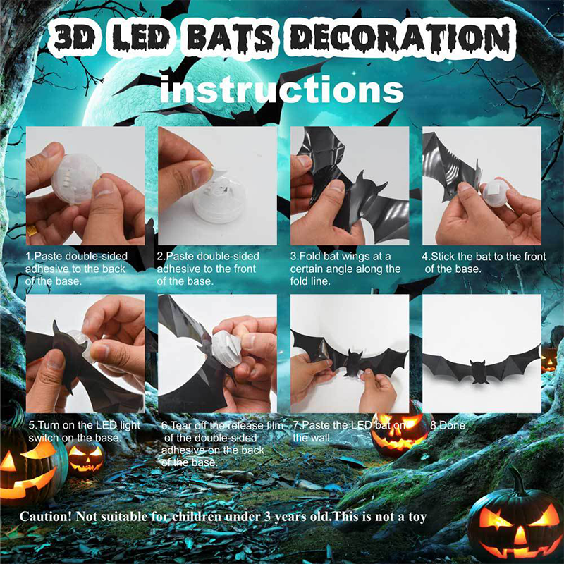 🔥🎁 2+1 GRATIS!!🥳 💞 50K+ VERKAUFT! ⚡🦇Gruselige 3D-Fledermaus LED-Wandleuchte, Halloween-Dekor für Innen und Außen👻