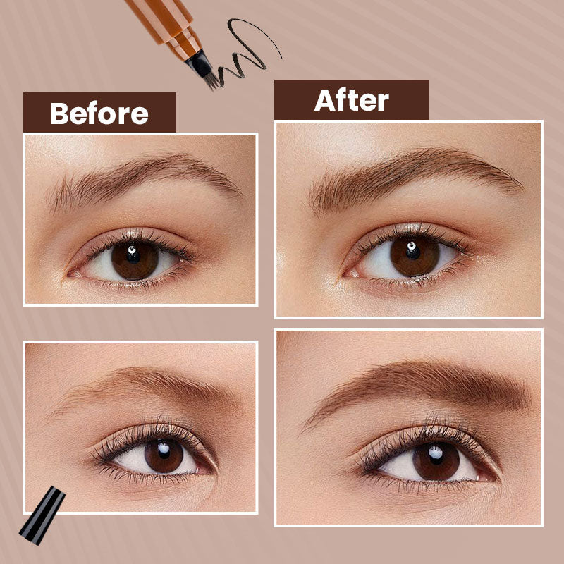 📢📢 1 KAUFEN, 1 GRATIS 🎁🔥4-Endiger natürlicher Augenbrauenstift - Wasserfest & langanhaltend | Schaffen Sie schnell ein elegantes Augenbrauen-Make-up🎀