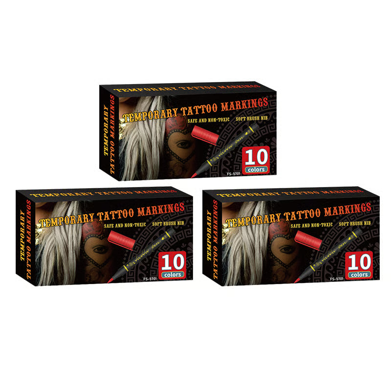 📢📢50 % Rabatt!!🥳💥Set temporärer Tattoo-Marker – 10-farbige Körperkunststifte🌈