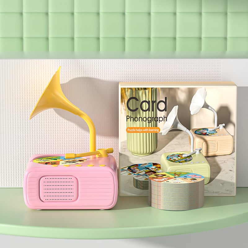 📢📢 50 % Rabatt!! 💥🎶Kinderphonograph mit 99 Karten👶Frühes Lernphonograph-Geschichtengerät - dein Kindes neuer Lieblings-Lernfreund!