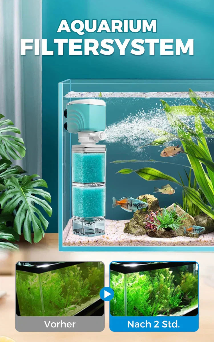🔥🐠 3-in-1-Filter für Aquarien – Filtration, Sauerstoffierung und Wasserpumpung