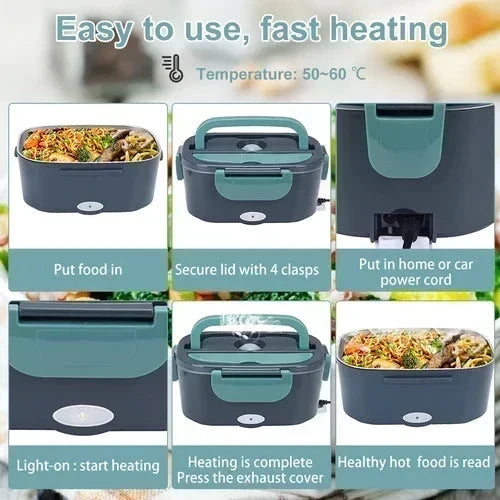 🍱 50% RABATT! 🔥 Tragbare Heiz-Lunchbox mit Edelstahl-Einsatz – Trockene Erwärmung, 12V/220V & doppelte Spannung – Ideal für Auto, Büro & Reisen ⚡
