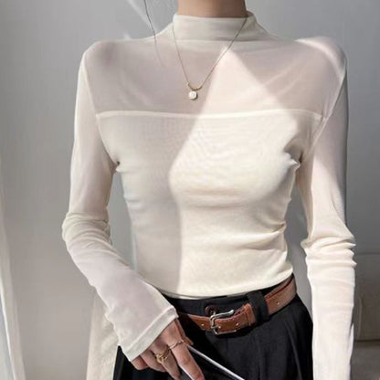 ✨ LETZTER TAG VERKAUF 50% RABATT ✨💃 Damen Mock-Neck Mesh Top | Atmungsaktiv & trendig